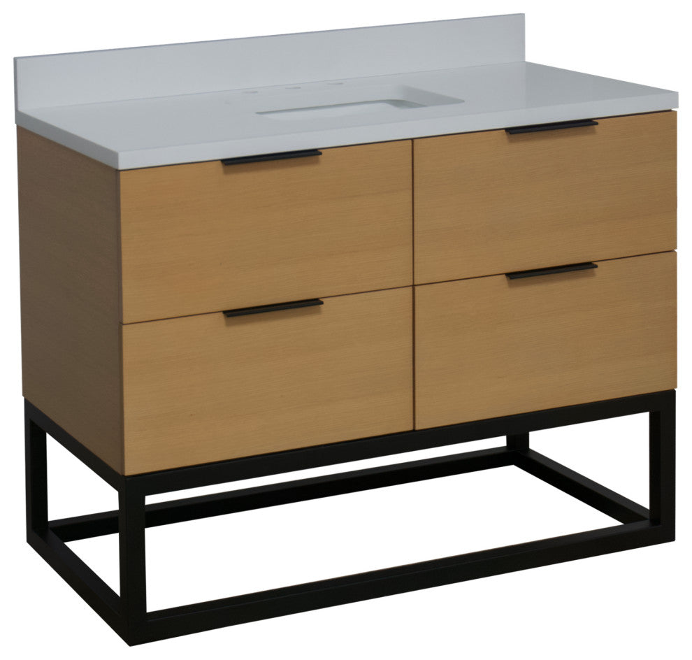 Mia 48" Bathroom Vanity, Blonde, Matte White