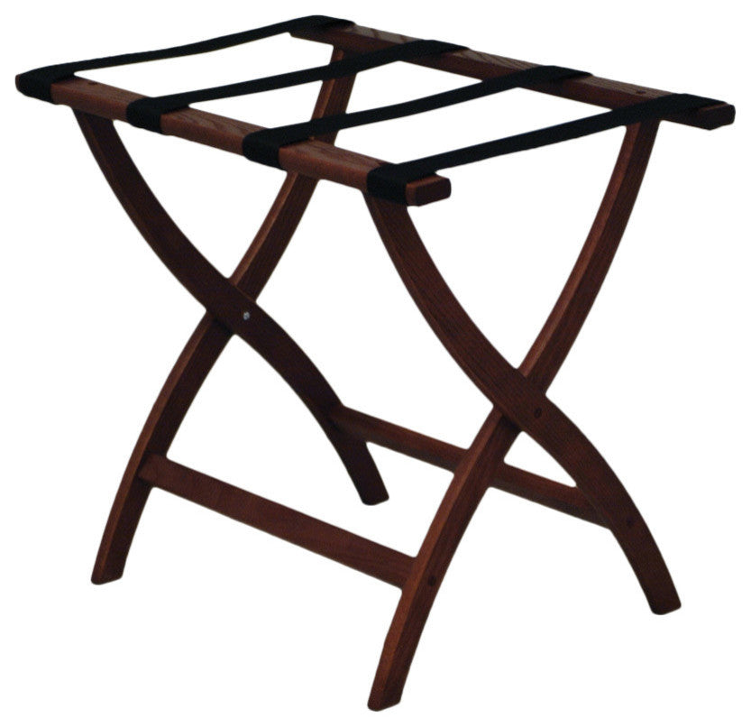 Designer Curve Leg Luggage Rack, Mahogany