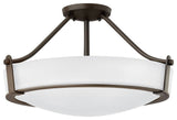 Hinkley Hathaway Medium Semi-Flush Mount, Olde Bronze With Etched White Glass