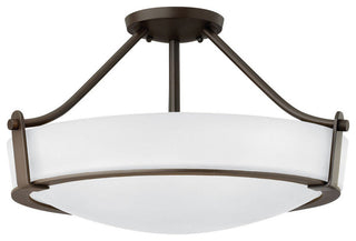 Hinkley Hathaway Medium Semi-Flush Mount, Olde Bronze With Etched White Glass