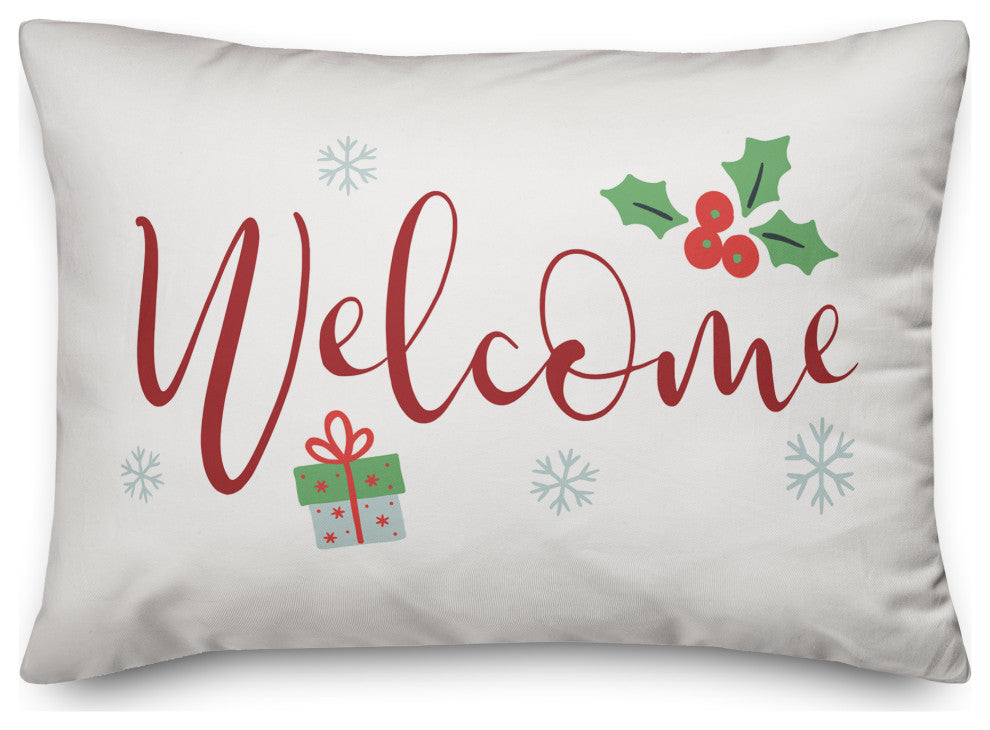 White Welcome 20x14 Spun Poly Pillow