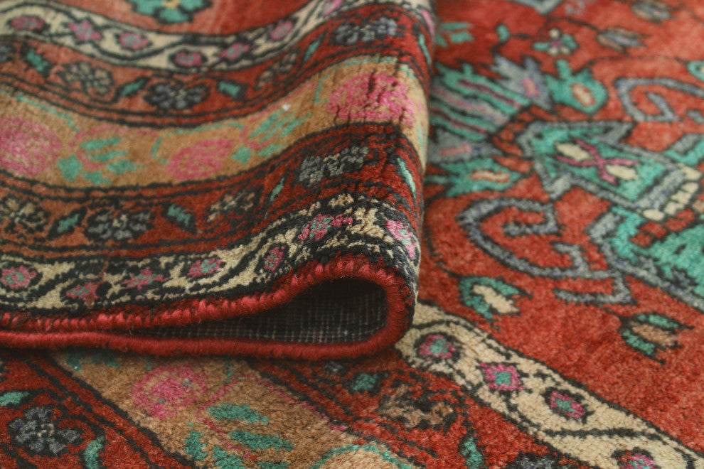 Fine Vintage Distressed Haideh Rust/Turquoise Rug, 3'1x5'1