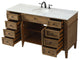 Home Living Vanity with Carrara White Marble Countertop, Driftwood, 60", Single Sink