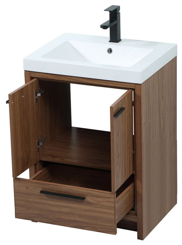 Walker Walnut Brown-Light Bathroom Vanity, Walnut Brown, 24"