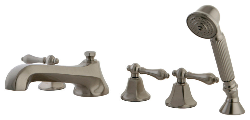 Kingston Brass Roman Tub Faucet With Hand Shower, Brushed Nickel