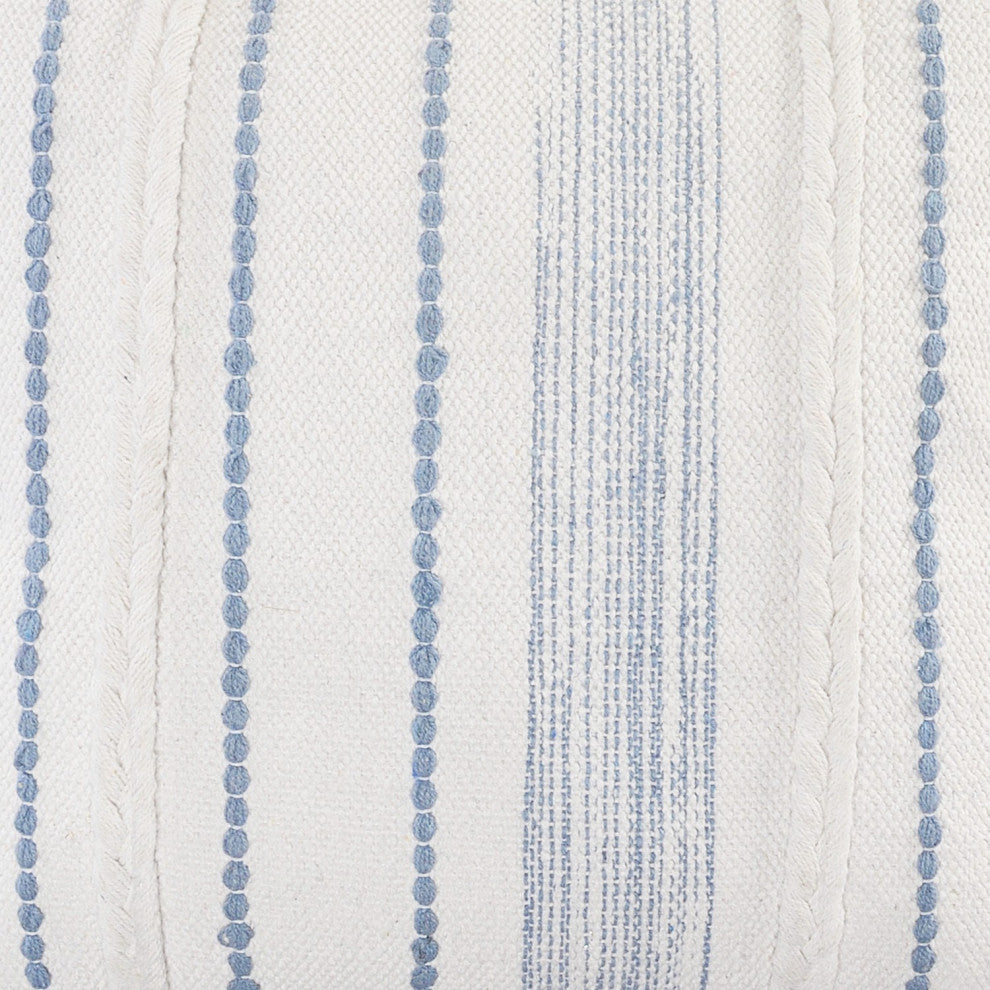 Blue Textured and Striped Throw Pillow