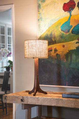 Nauta Table Lamp, Brushed Brass Burlap Shade