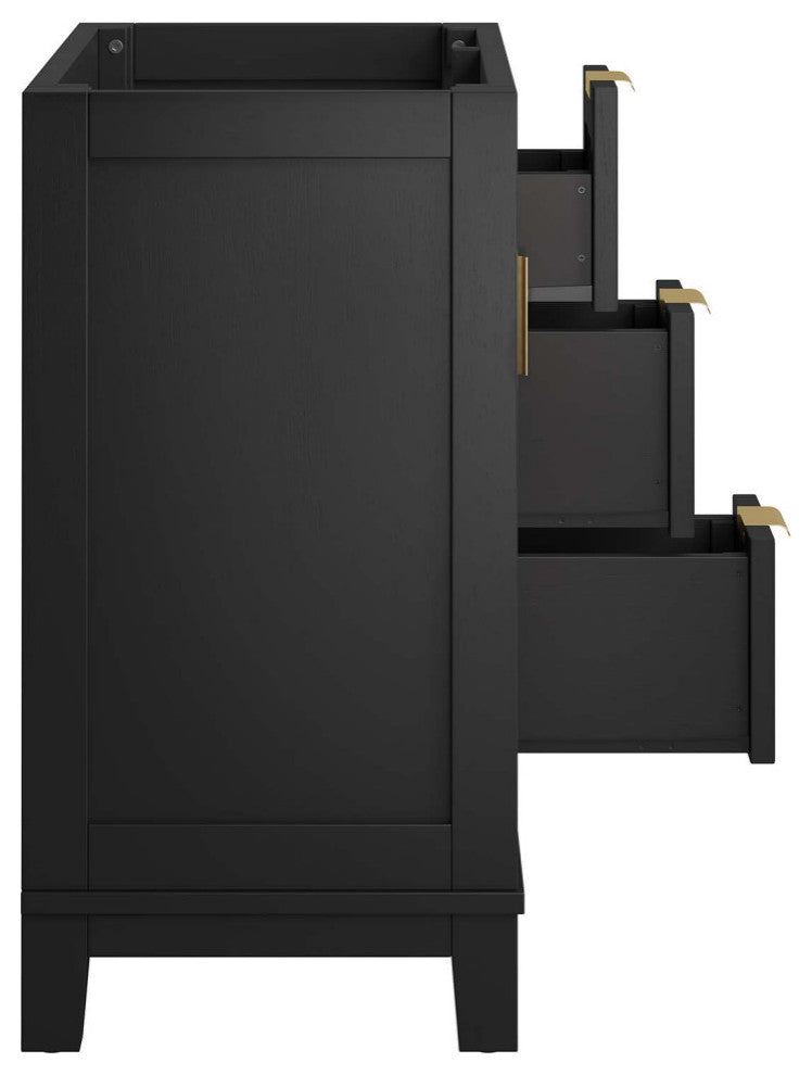 Dixie 36" Solid Wood Bathroom Vanity Cabinet, Sink Basin Not Included, Black
