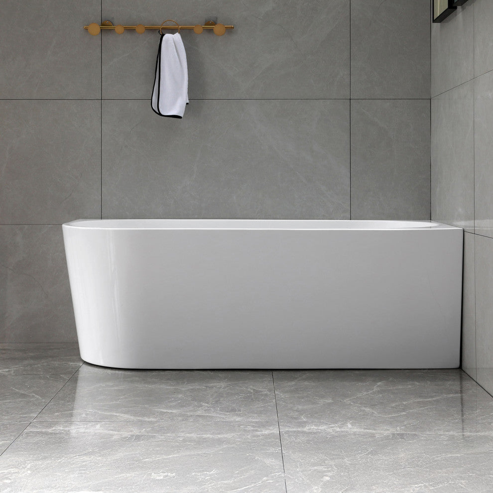 67" Freestanding Acrylic Bathtub in Glossy White