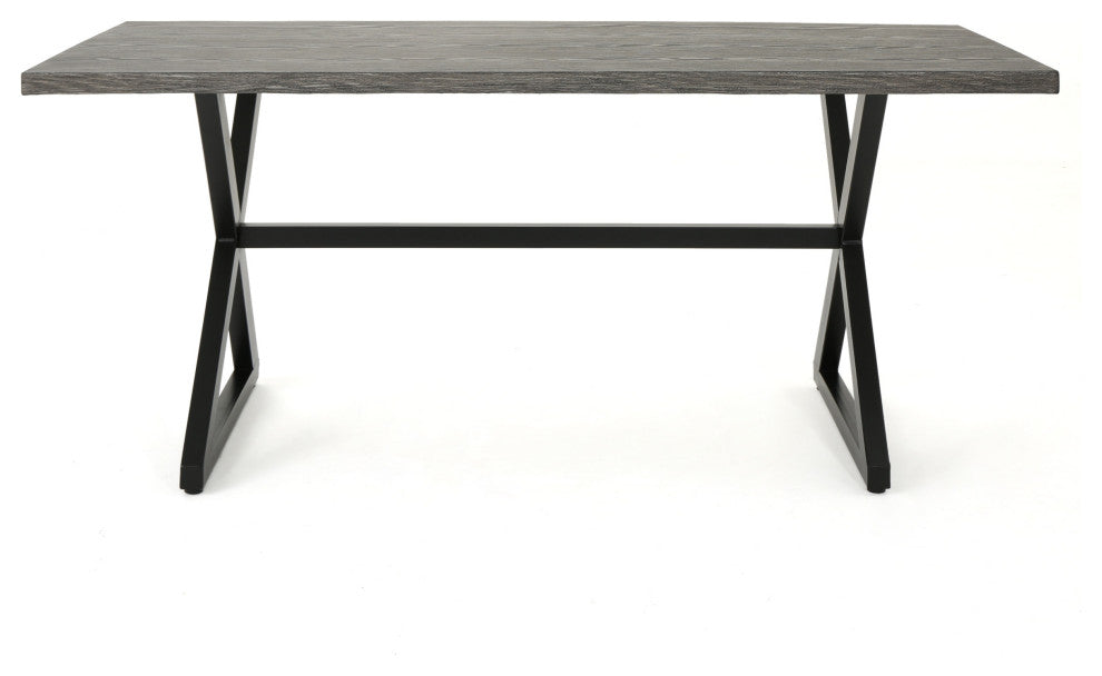 GDF Studio 3-Piece Rosarito Outdoor Aluminum Picnic Set With Black Steel Frame
