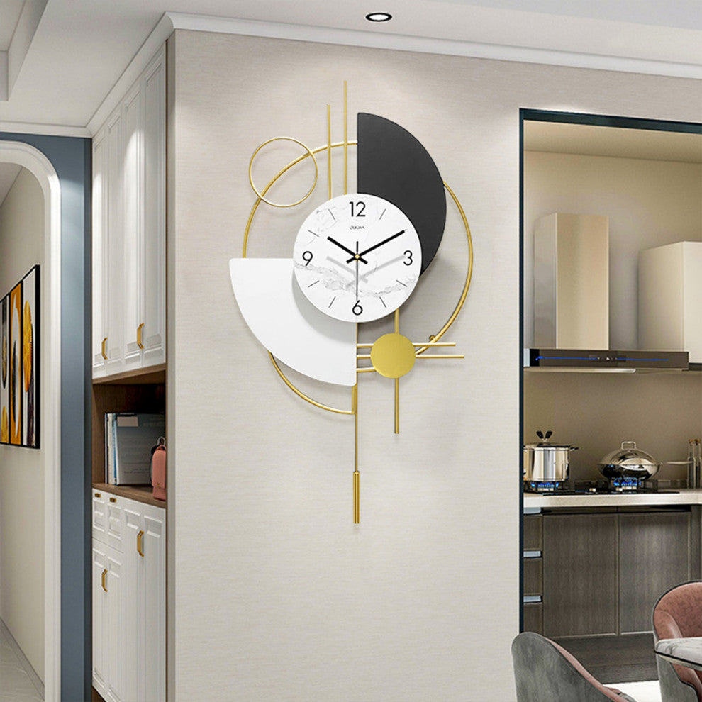 Modern 16.5" Decorative Big Wall Clocks for Living Room 3D Round Wall Clock