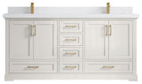 Boston 72" Double Sink Bath Vanity in Alabaster 2" White Quartz