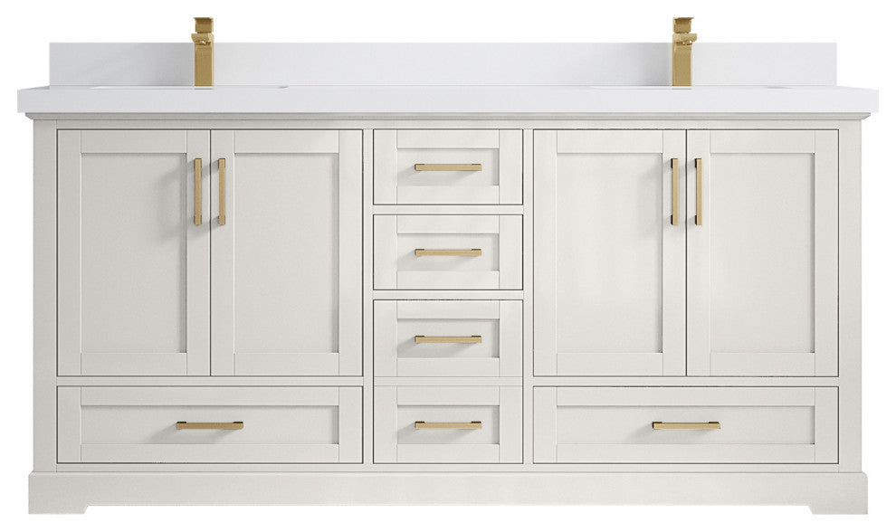 Boston 72" Double Sink Bath Vanity in Alabaster 2" White Quartz