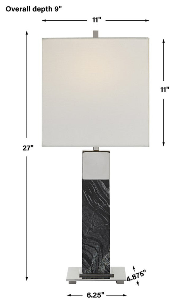 Uttermost Pilaster Marble Table Lamp 30060-1, Black