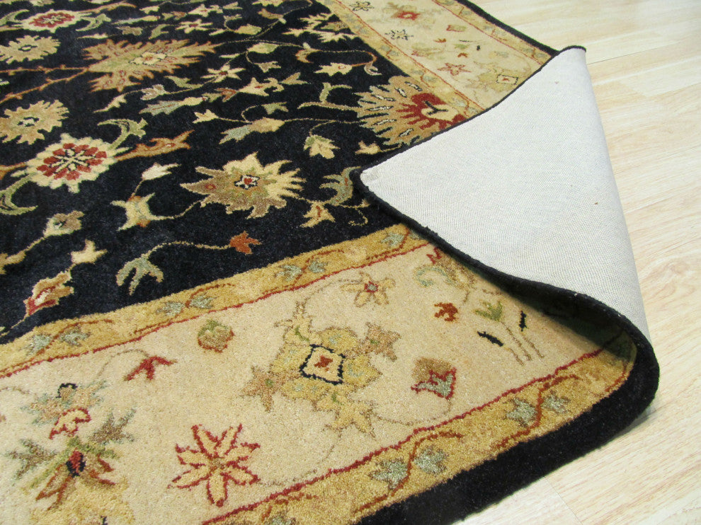 Black Traditional Oriental Agra Area Rug