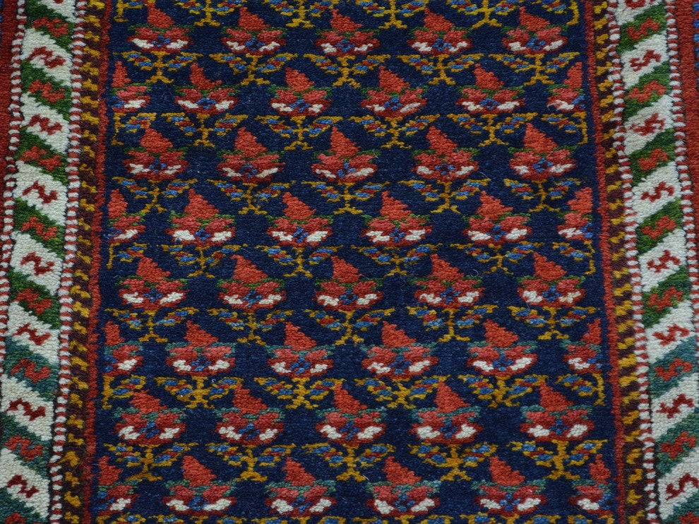 Consigned 3'2"x13'10" Persian Northwest Boteh Design Runner Handmade Rug
