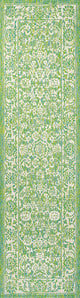 Tela Boho Textured Weave Floral Indoor/Outdoor Rug, Cream/Green, 2 X 8