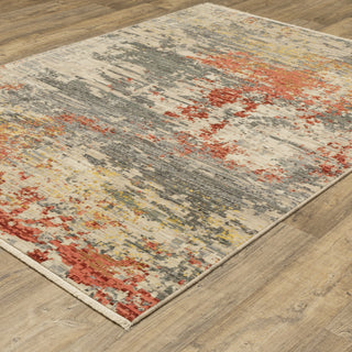 Saturn Pixelated Abstract Beige/Pink Wool Blend Area Rug 7'10" x 10'10"