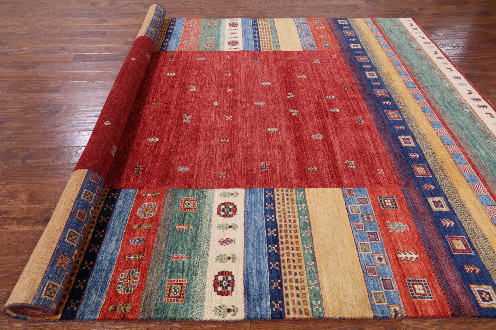 Tribal Gabbeh Hand Knotted Wool Rug 8' 4" X 11' 7" Q7252