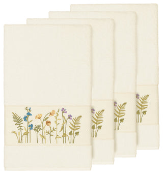 Serenity 4-Piece Embellished Bath Towel Set, Cream