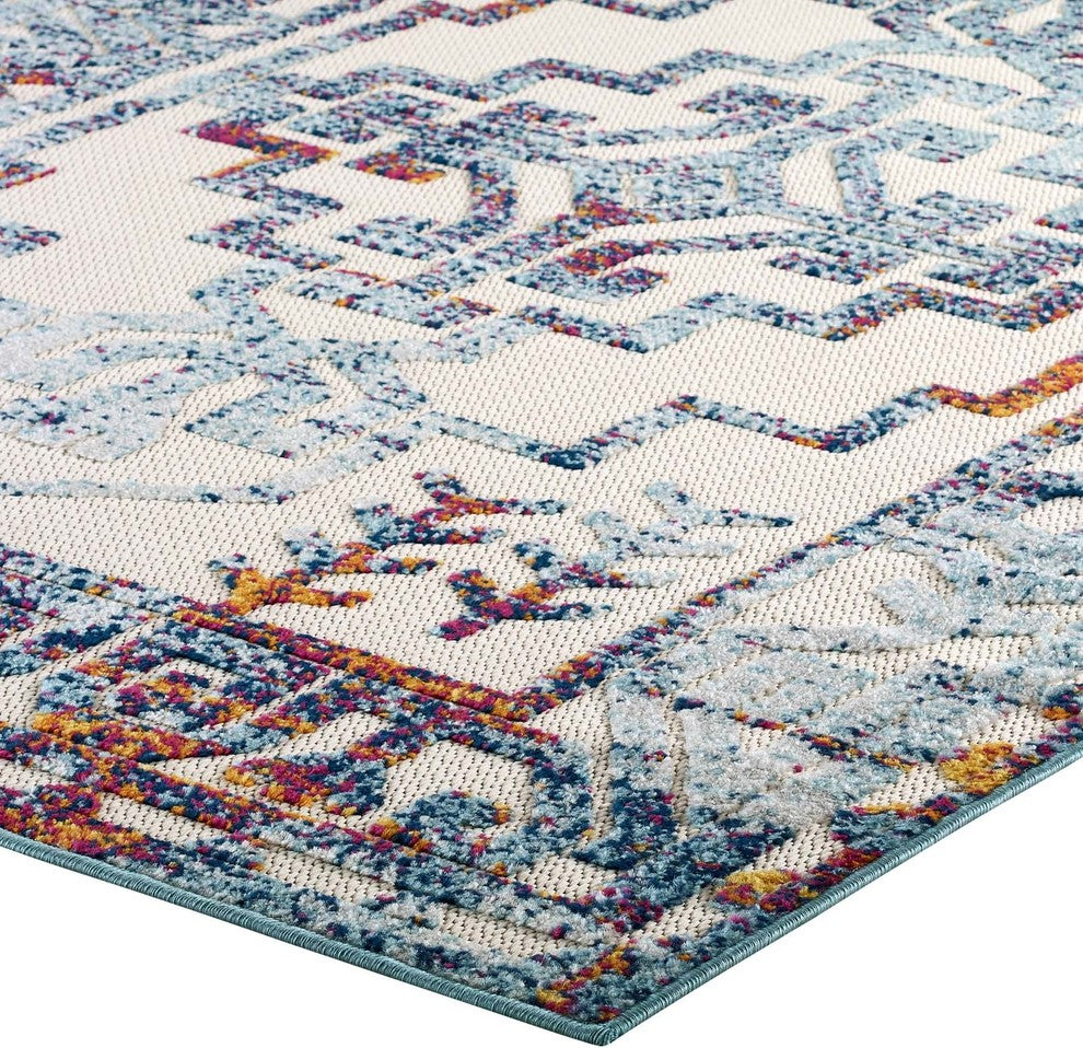 Geometric Southwestern Aztec 8x10 Indoor and Outdoor Area Rug