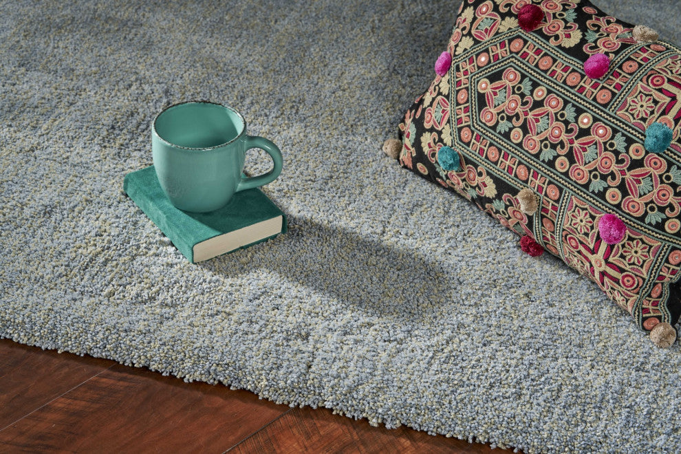 HomeRoots 8'x10' Blue Heather Hand Woven Indoor Shag Area Rug