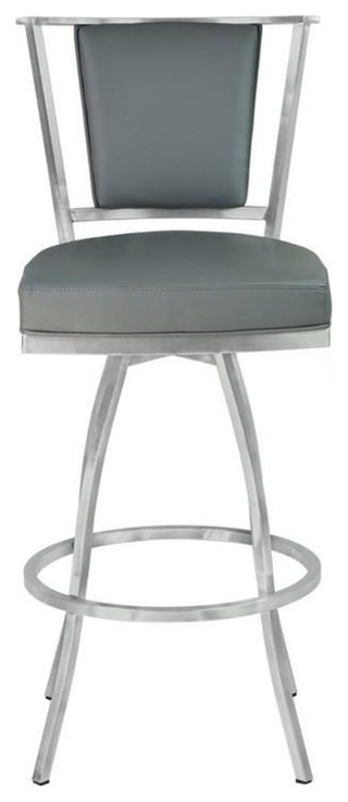 Delhi 26" Counter Height Metal Barstool in Gray Faux Leather