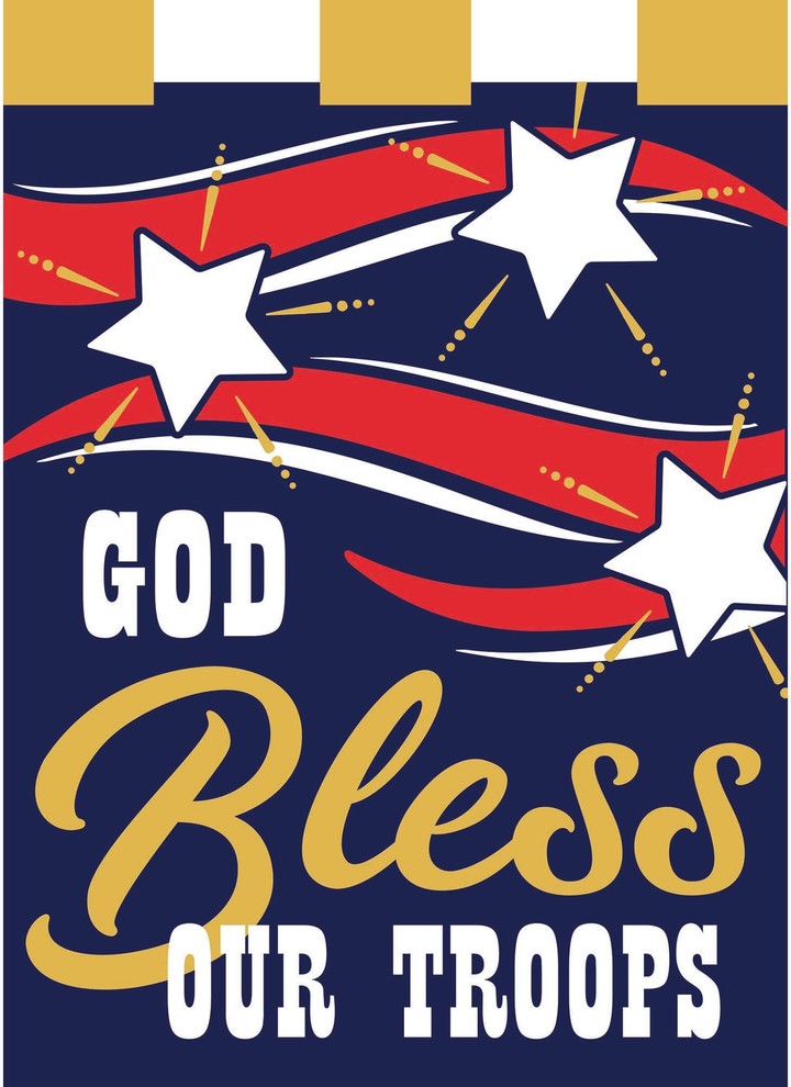 Double Applique Support Our Troops Polyester Garden Flag