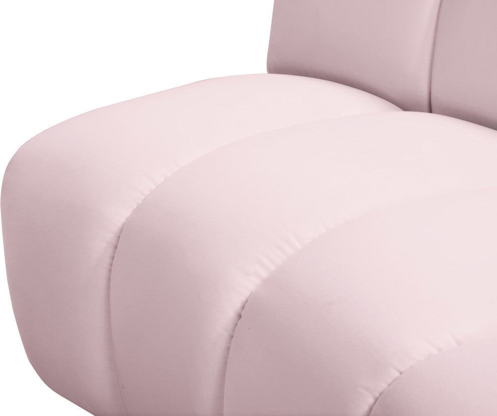 Infinity Channel Tufted Velvet Modular Chair, Pink, 9 Piece
