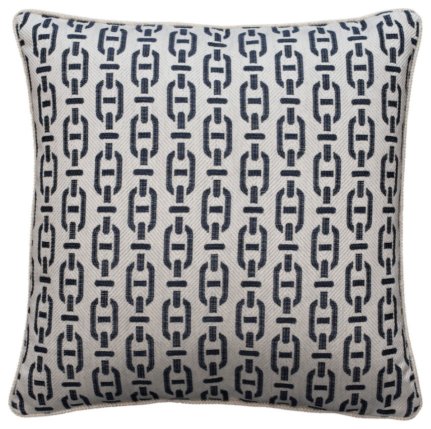 Blue Chainlink Pattern Square Cushion, Andrew Martin Burlington Navy