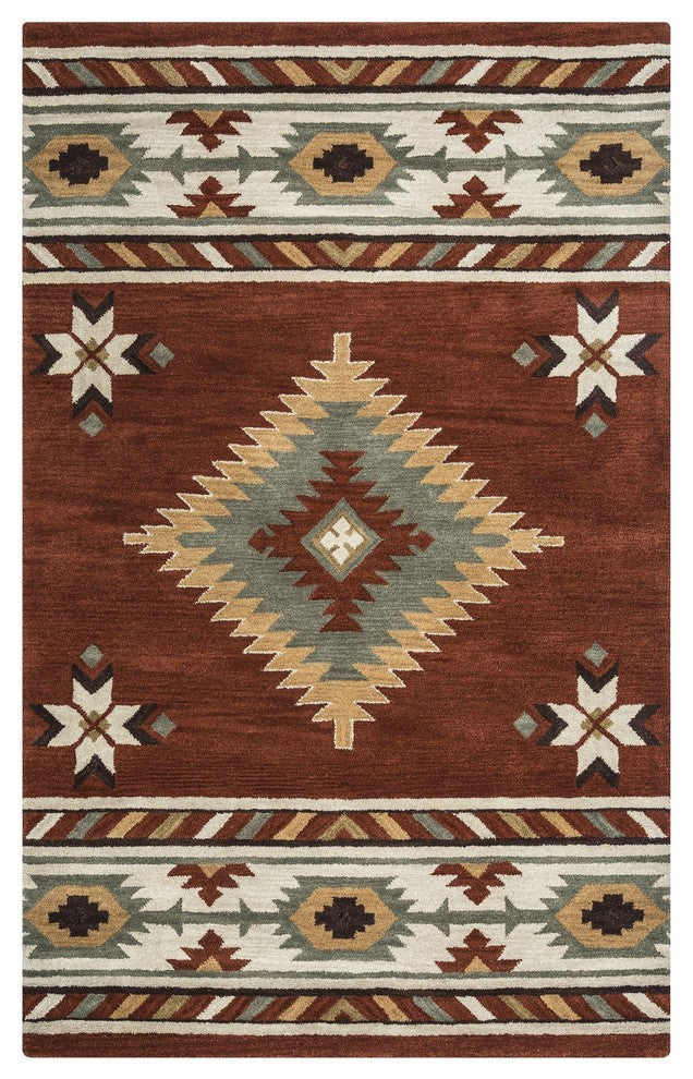 Rizzy Home Southwest SU1822 Rust Southwest/Tribal Area Rug, Rectangular 9'x12'