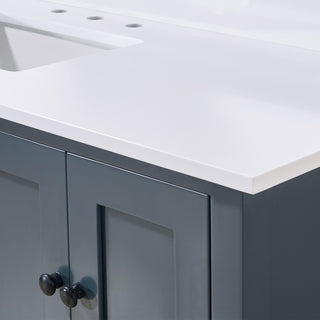Andalo Engineered Stone Vanity Top, Snow White With White Sink, Single, 61"