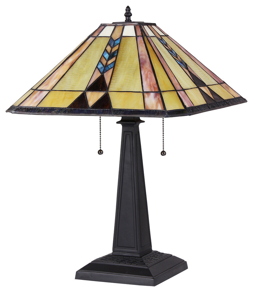 KENT Tiffany-style 2 Light Mission Table Lamp 16inches Shade