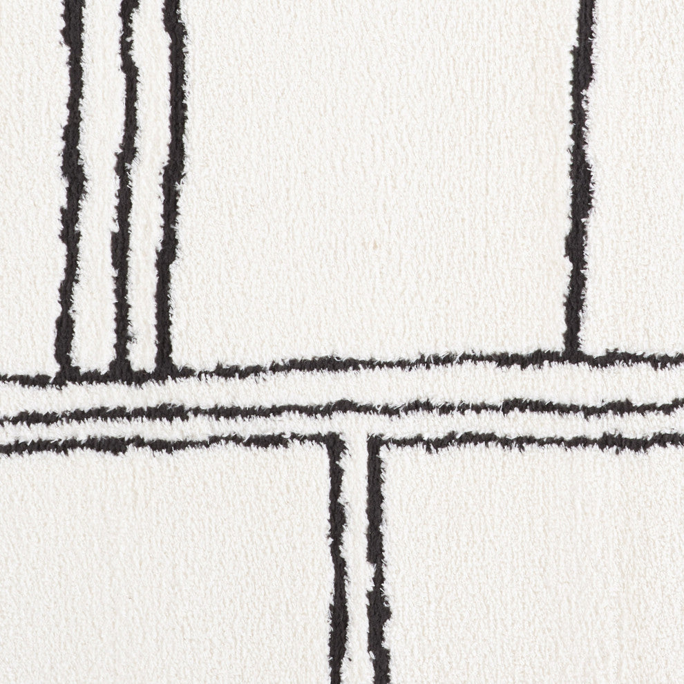 Monotone Moroccan White -1 Power-Loom Area Rug 5' x 7'6"