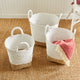 Set of 3 Contemporary Casual Natural White Round Tote Baskets Handles Large