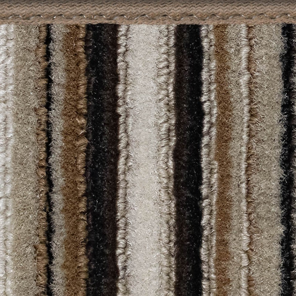 Skid-Resistant Area Rug, Mocha Brown Stripe, 4'x6'