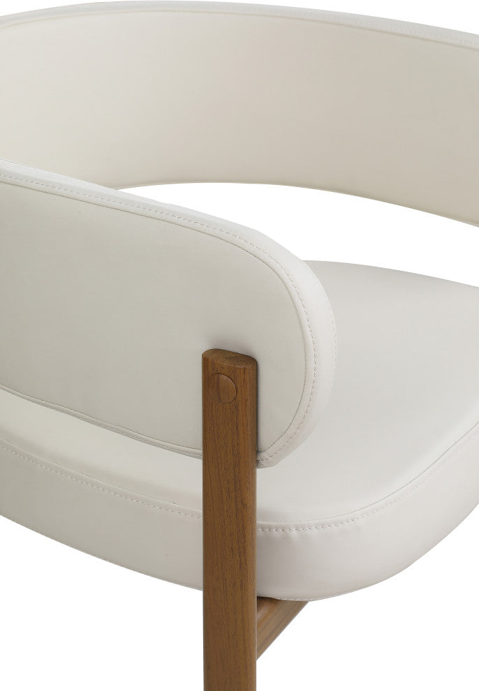 Gideon Black Faux Leather Dining Chair (Set of 2), Cream, Walnut Finish
