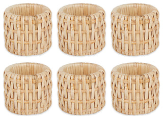 Rattan Napkin Ring Set/6