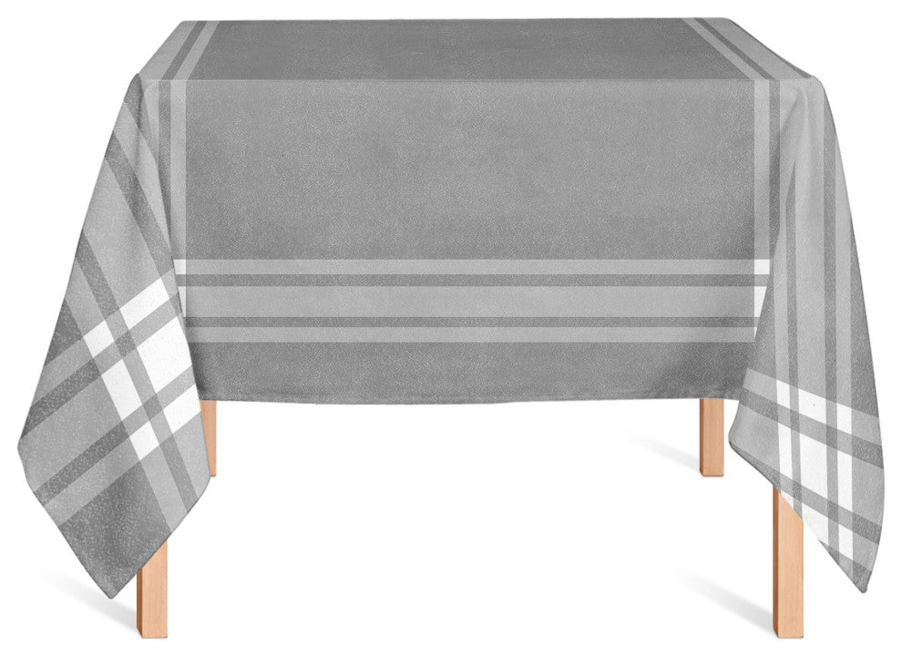Gray and White Simple Stripes 58x58 Tablecloth
