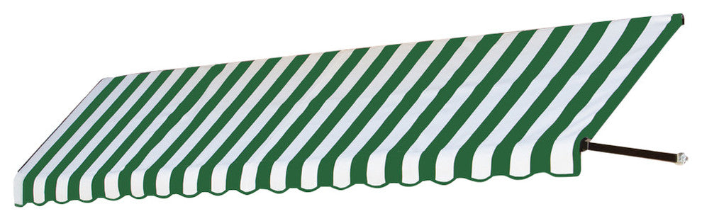 Awntech 3' Dallas Retro Acrylic Fabric Fixed Awning, Forest/White Stripe