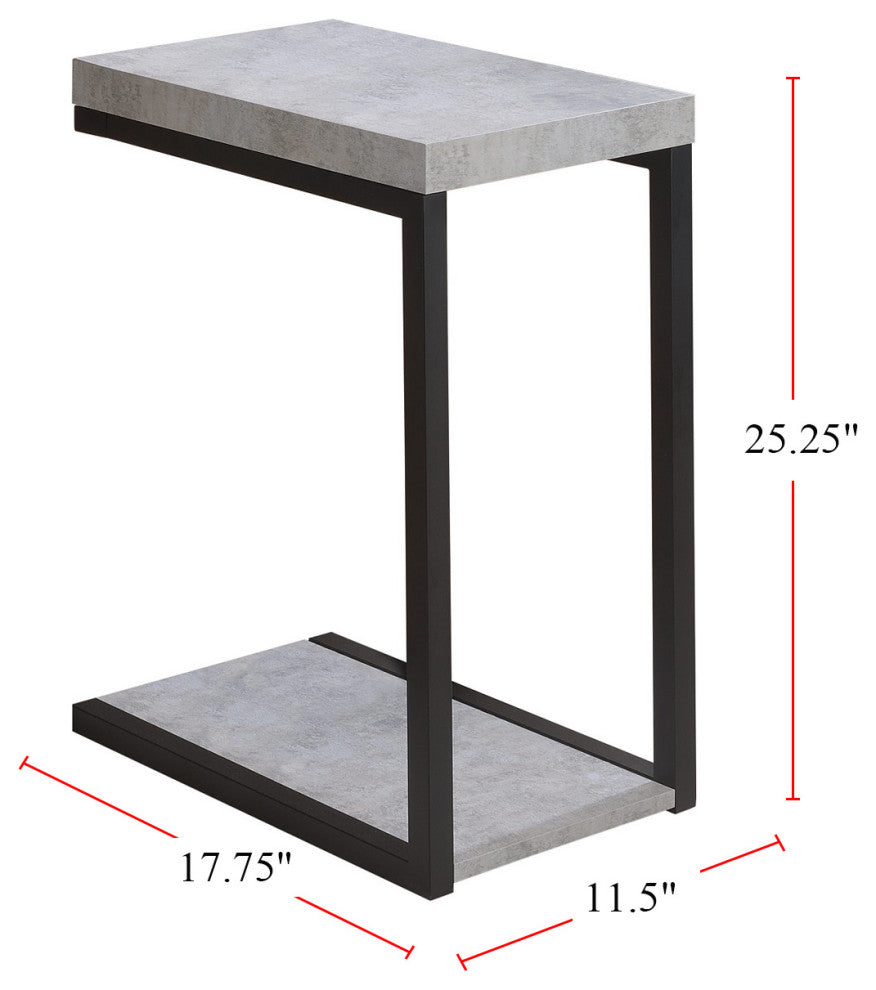 Faux Cement Table Top Snack Table, Cement and Black
