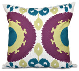 Boho , Geometric Outdoor Pillow, Purple, 18"x18"