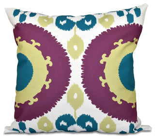 Boho , Geometric Outdoor Pillow, Purple, 18"x18"