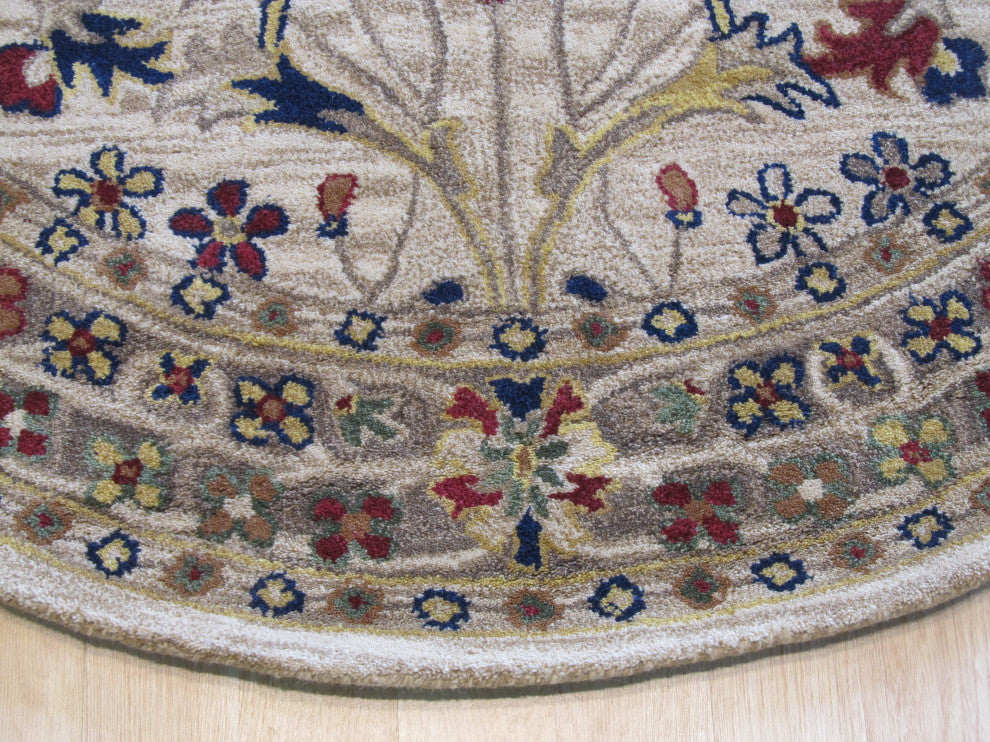 EORC Ivory Hand-Tufted Wool Morris Rug 6' Round