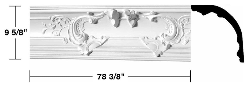 Cornice White Urethane Flora Magnificence Ornate  8 Pieces Totaling 627" Length