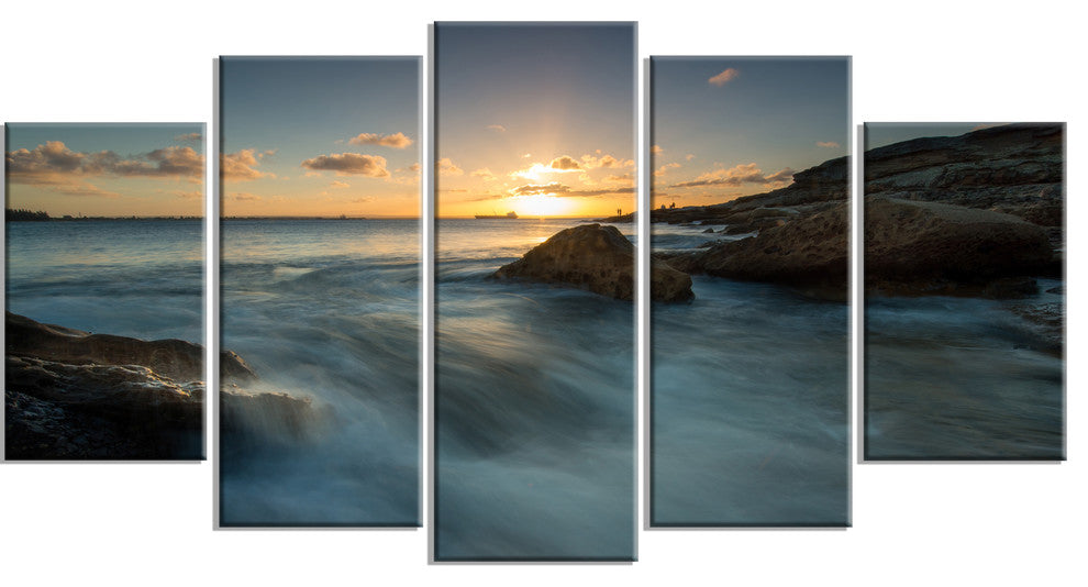 "Sydney Seashore at Sunset" Canvas Print, 5 Panels