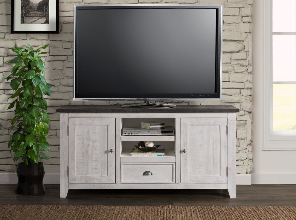 Monterey 60" Monterey TV Stand, White With Grey Top