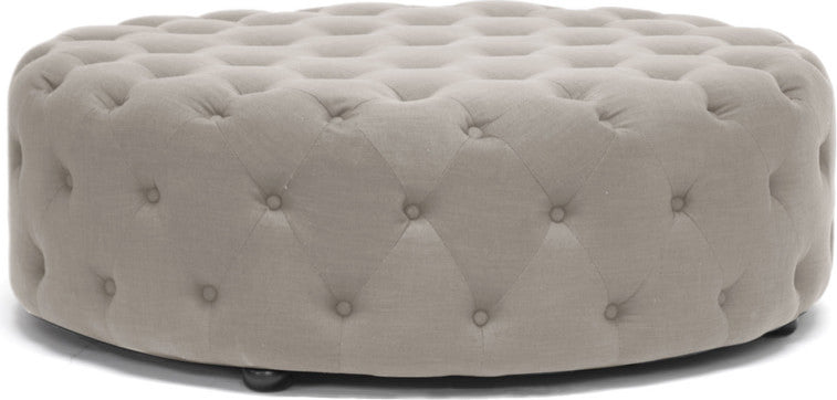 Cardiff Linen Tufted Ottoman, Gray