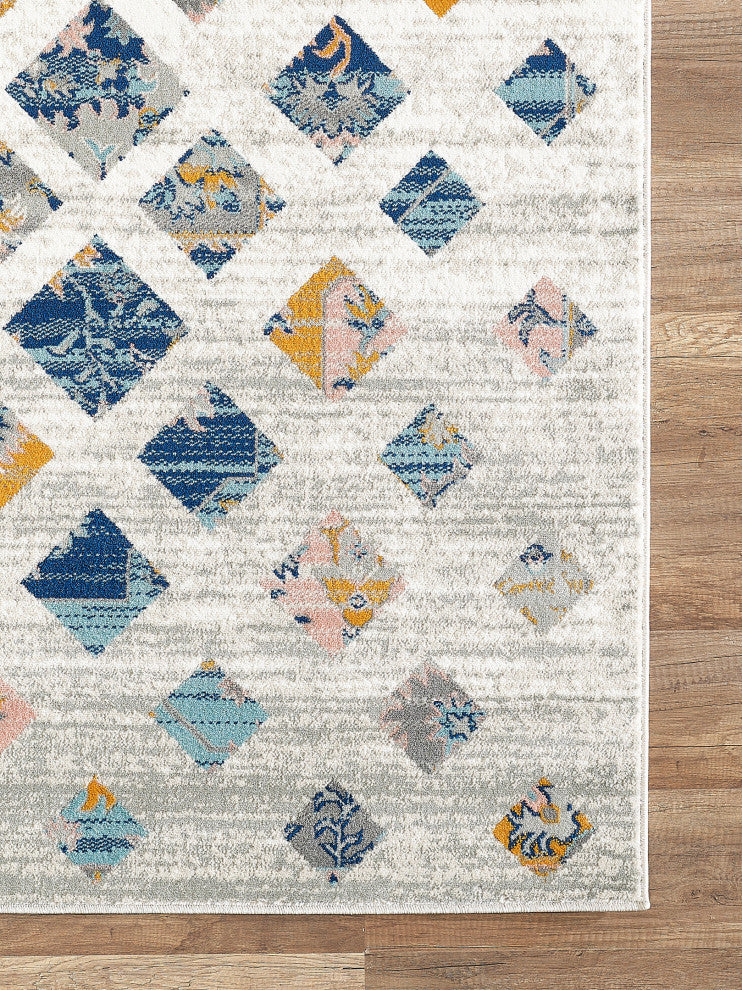 Abani Porto PRT100A Southwest Orange and Blue Block Area Rug