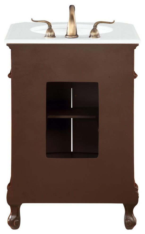Bathroom Vanity, Teak, 24", Single Sink